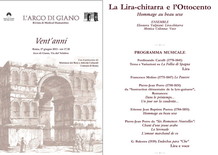 20 anni Rivista di Medical Humanities, Arco di Giano, Roma