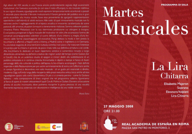 Inauguration concert XXXVII ed. "F. Sor" Competition, Royal Academy of Spain, Roma