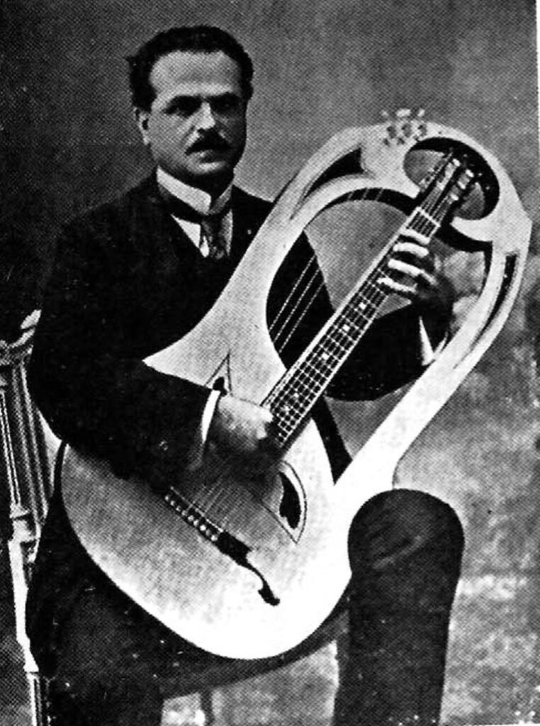 L. Mozzani with Lyre-Guitar
